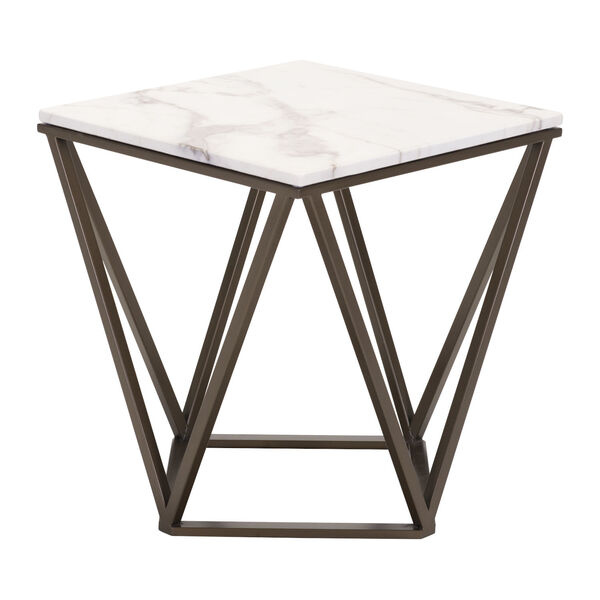 Tintern Faux Marble and Brass End Table, image 4