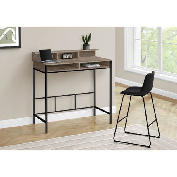 Dark Taupe and Black Standing Height Computer Desk, image 2