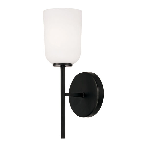 Lawson Matte Black One-Light Sconce with Soft White Glass, image 1