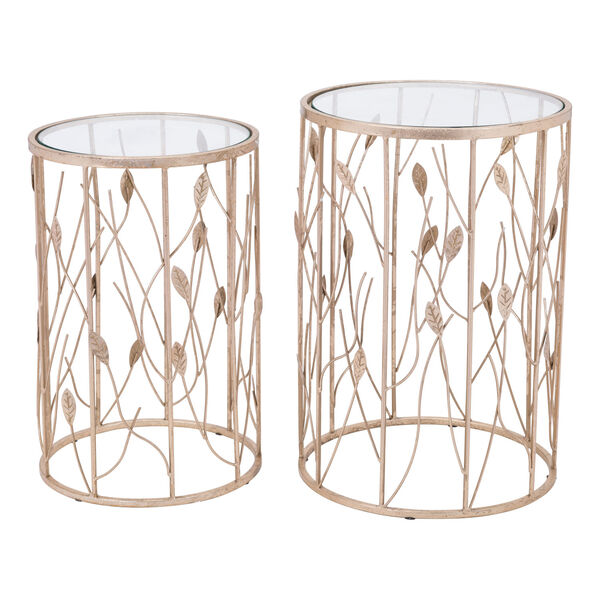 Sage Clear and Gold Side Table, Set of Two, image 1