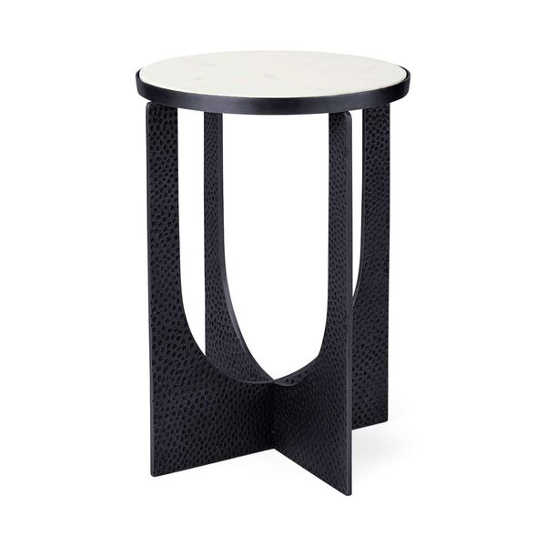 Patrick White Marble Top with Matte Black Metal Accent Table, image 1