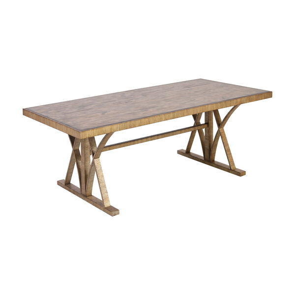 Better Ending Bright Aged Gold and Solid Brown Stained Pine Coffee Table, image 1