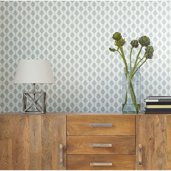 Waters Edge Light Gray French Scallop Pre Pasted Wallpaper, image 3