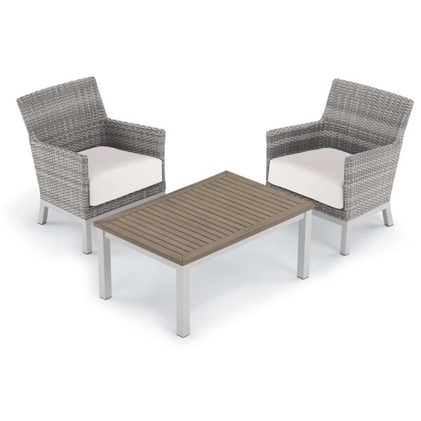 Argento and Travira Eggshell White Three-Piece Outdoor Club Chair and Coffee Table Set, image 1
