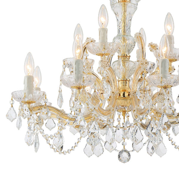 Maria Theresa Gold Twelve Light Chandelier with Clear Hand Cut Crystal, image 3