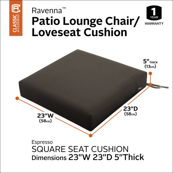 Maple Espresso 23 In. x 23 In. Square Patio Seat Cushion, image 3