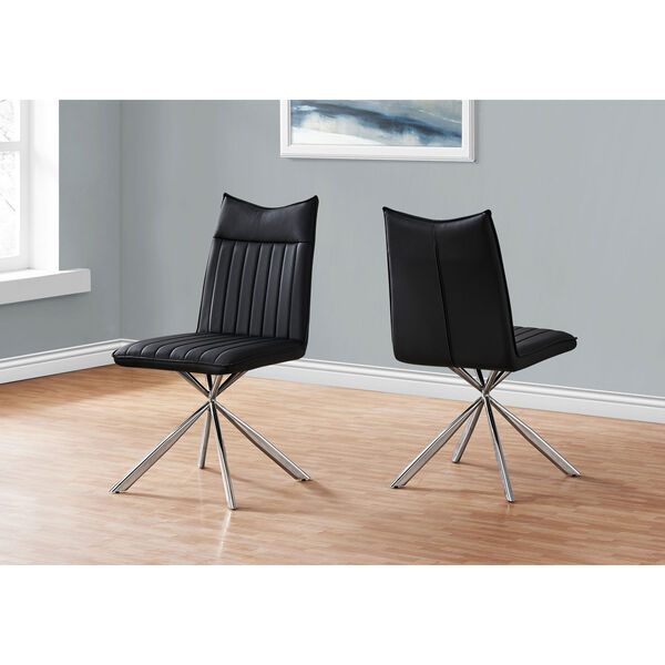 Black and Chrome Dining Chair, Set of 2, image 2