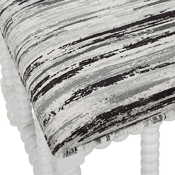 Seminoe White, Black and Gray Upholstered Small Bench, image 4