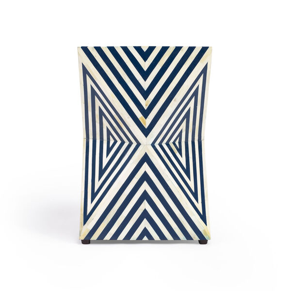 Bone Inlay Anais Navy Blue and White End Table, image 5