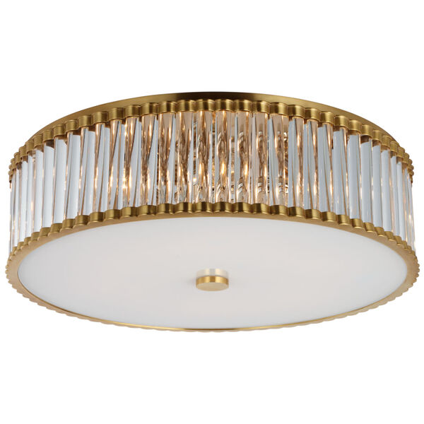 Kean 24-Inch Flush Mount in Hand-Rubbed Antique Brass with Clear Glass Rods and Frosted Glass Diffuser by Chapman  and  Myers, image 1