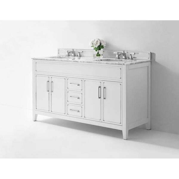 Aspen White 60-Inch Bath Vanity Set with Italian Carrara White Marble, image 4