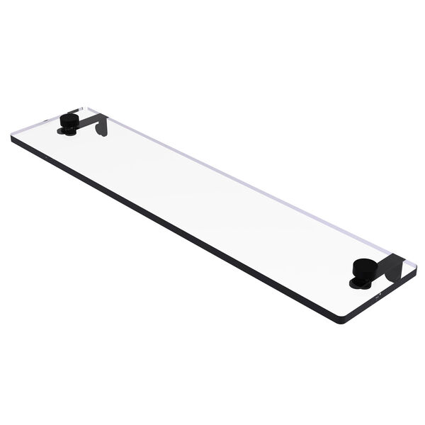 Montero Matte Black 22-Inch Glass Vanity Shelf with Beveled Edges, image 1