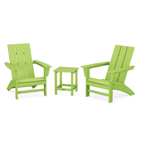 Lime Adirondack Set with Long Island 18-Inch Side Table, 3-Piece, image 1