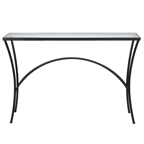 Alayna Black Metal and Glass Console Table, image 2
