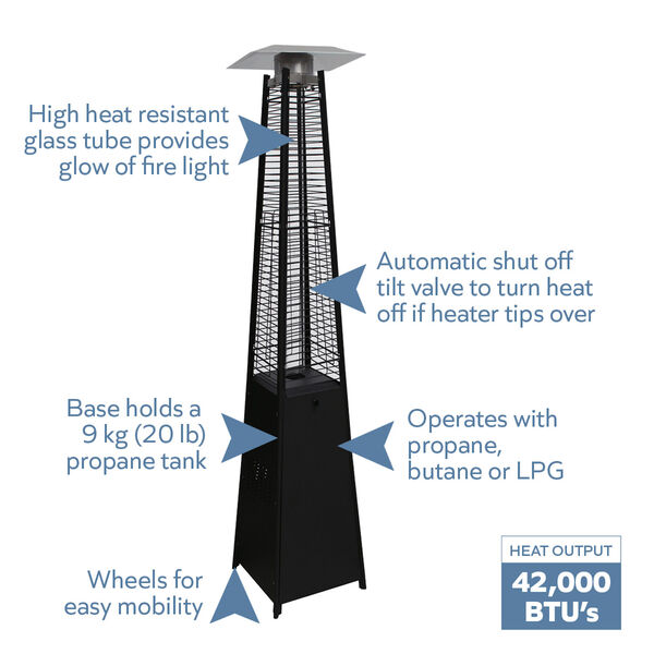 Black 360 Degree Pillar of Flame Gas Patio Heater, image 3