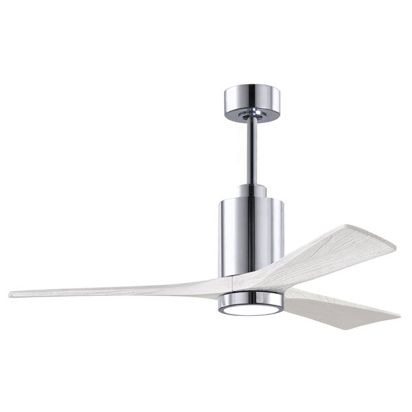 Patricia-3 Polished Chrome and Matte White 52-Inch Ceiling Fan with LED Light Kit, image 3