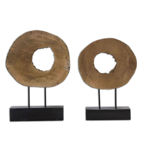 Ashlea Natural Mango Wood and Matte Black Sculpture Set of 2, image 1