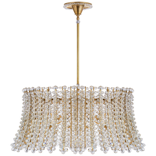 Serafina Large Drum Chandelier in Hand-Rubbed Antique Brass with Crystal by AERIN, image 1