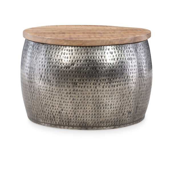 Royce Pewter Drum with Storage Table, image 1