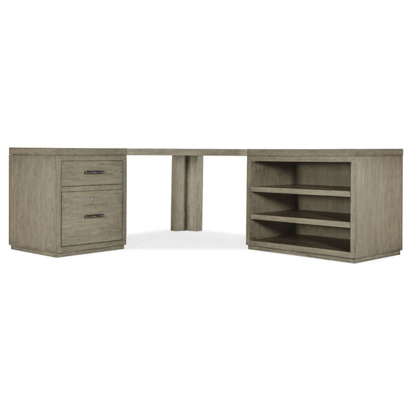 Linville Falls Smoked Gray Corner Desk with File and Open Desk Cabinet, image 4
