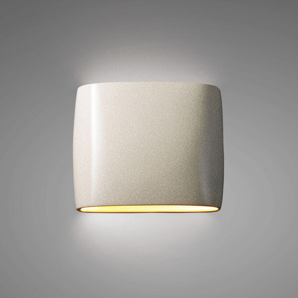 Ambiance White Crackle ADA LED Outdoor Ceramic Wide Oval Wall Sconce, image 2