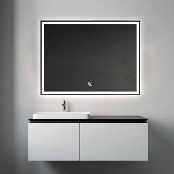 Vanta Black 24 x 32-Inch Rectangular Framed LED Bathroom Mirror, image 3