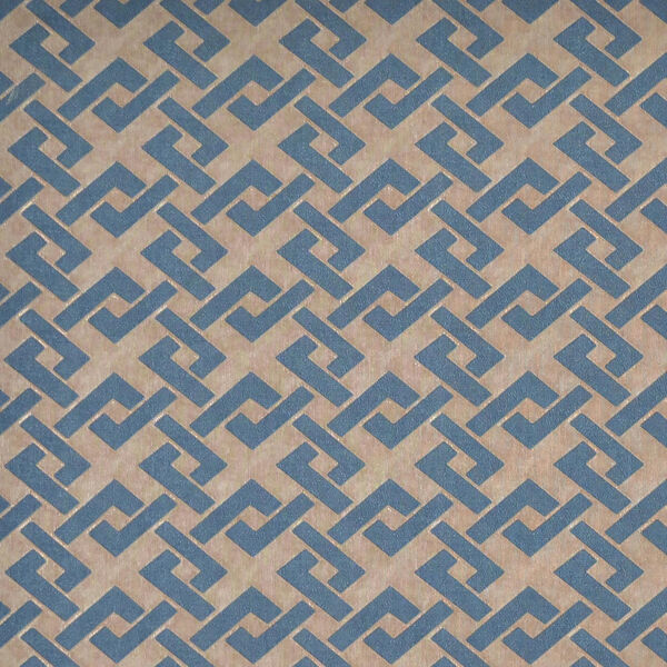 Mid Century Gold and Blue Geometric Wallpaper, image 1
