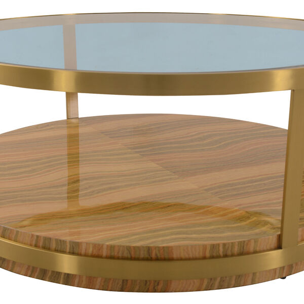 Hattie Glass Top Brushed Gold Coffee Table, image 3