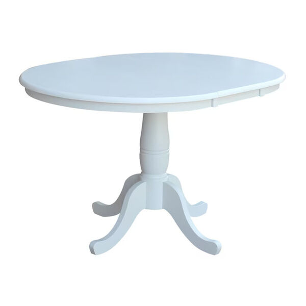 White Round Extension Dining Table with X-Back Chairs, 5-Piece, image 2