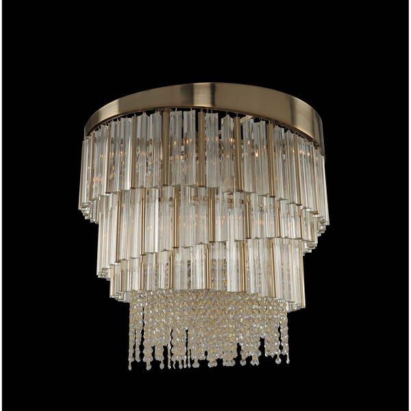 Espirali Brushed Champagne Gold Nine-Light Chandelier with Firenze Clear Crystal, image 1