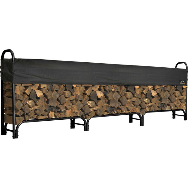 Black and Grey 12 Ft. Heavy Duty Firewood Rack with Cover, image 1