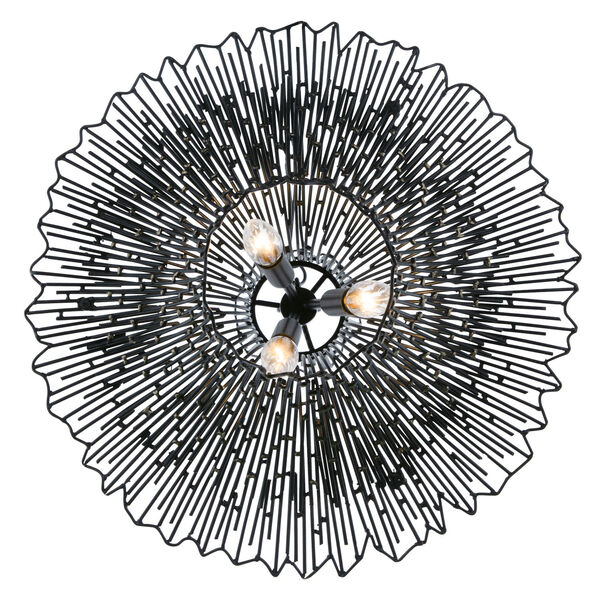 Rikki Carbon And Aged Gold Three-Light Chandelier, image 6