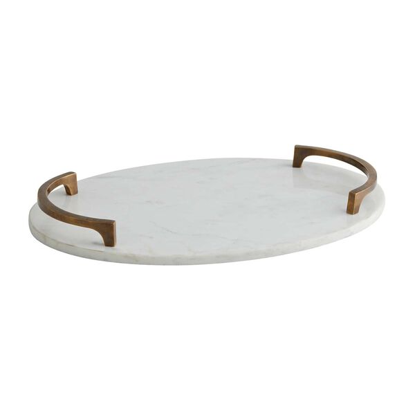 Collie White Marble Vintage Brass Tray, image 1
