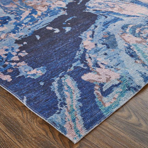 Mathis Casual Abstract Blue Pink Tan Area Rug, image 5