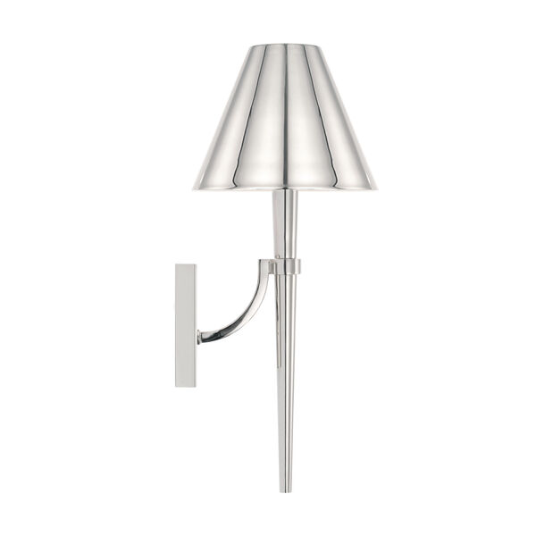 Holden Polished Nickel One-Light Sconce with Metal Shade with White Interior, image 6