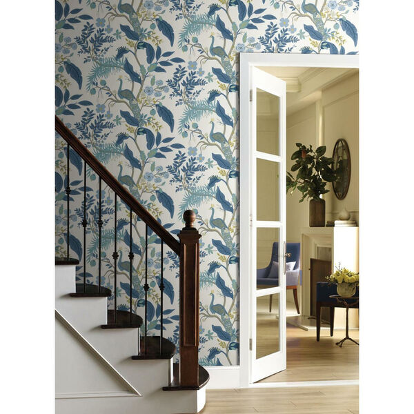 Rifle Paper Co. Rifle Paper Co. Blue and White Peacock Wallpaper RI5173 |  Bellacor
