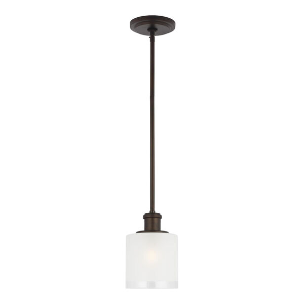 Norwood Bronze One-Light Mini Pendant with Clear Highlighted Satin Etched Shade, image 1
