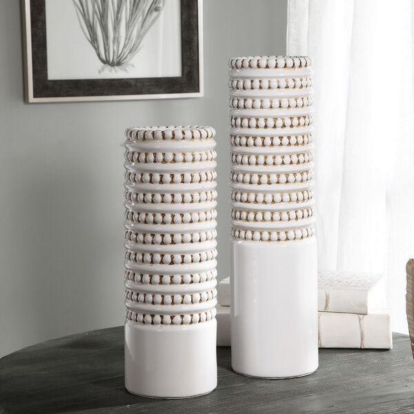 Angelou White and Taupe Vases, Set of 2, image 2