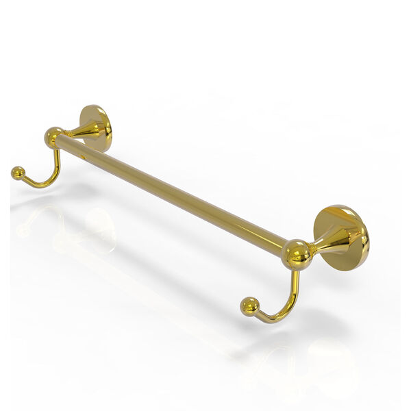 Shadwell Polished Brass 18-Inch Towel Bar with Integrated Hooks, image 1