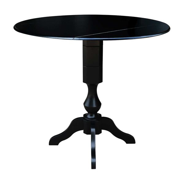 Black 42-Inch High Round Pedestal Dual Drop Leaf Dining Table, image 1
