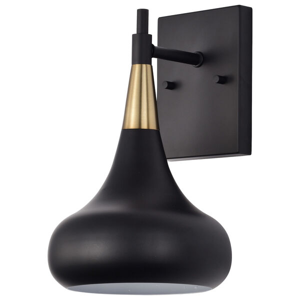 Phoenix Matte Black and Burnished Brass One-Light Wall Sconce, image 1