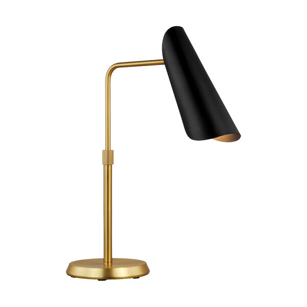 Tresa Burnished Brass LED Task Table Lamp with Midnight Black Shade, image 2