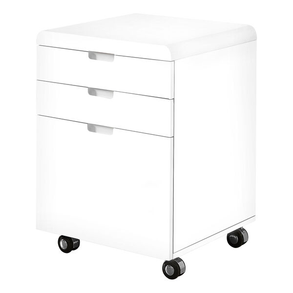White Rectangle Three Drawer File Cabinet, image 1