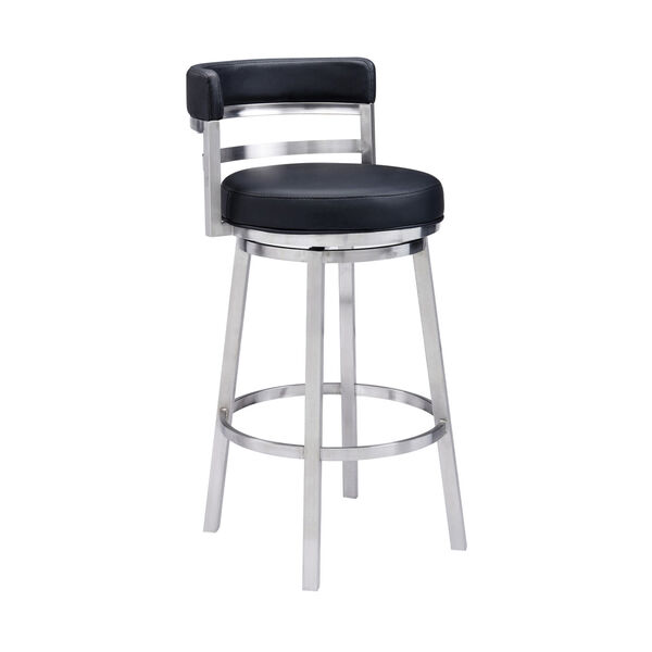 Madrid Black and Stainless Steel 26-Inch Counter Stool, image 1