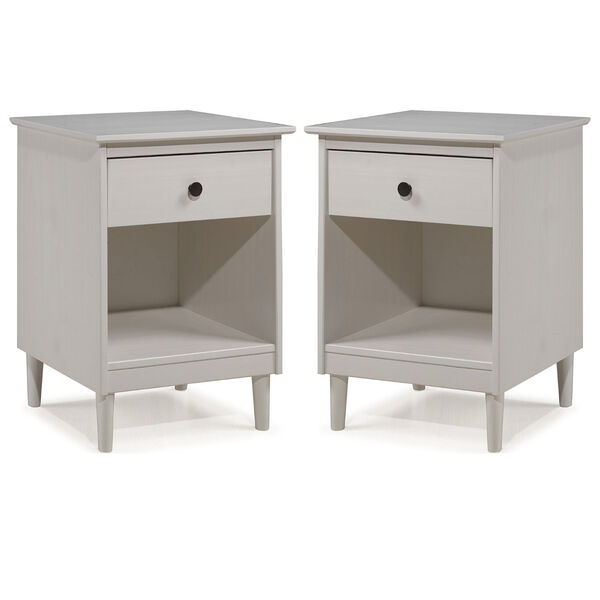 Spencer White Single Drawer Solid Wood Nightstand, Set of Two, image 1
