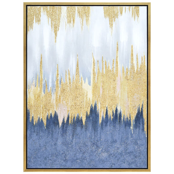 Golden Rain Textured Glitter Framed Hand Painted Wall Art, image 2