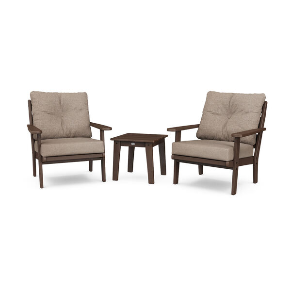 Lakeside Mahogany and Spiced Burlap Deep Seating Chair Set, 3-Piece, image 1