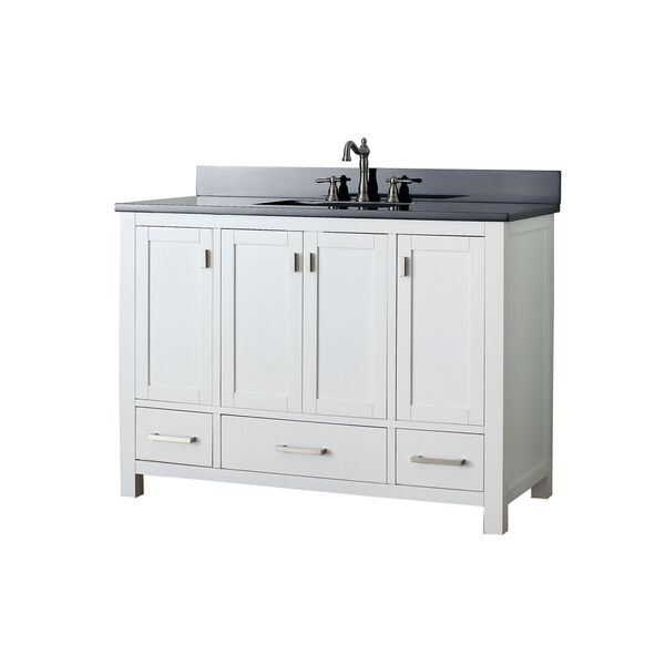 Modero White 48-Inch Sink Vanity with Black Granite Top, image 2