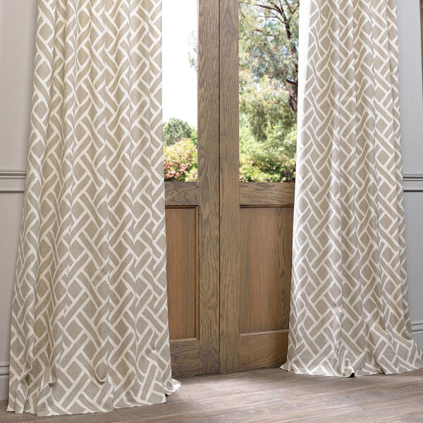 Martinique Taupe 108 x 50-Inch Printed Cotton Curtain Single Panel, image 6