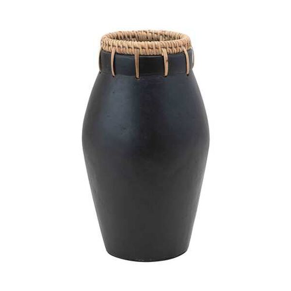Black Handmade Terra-Cotta Vase, image 1